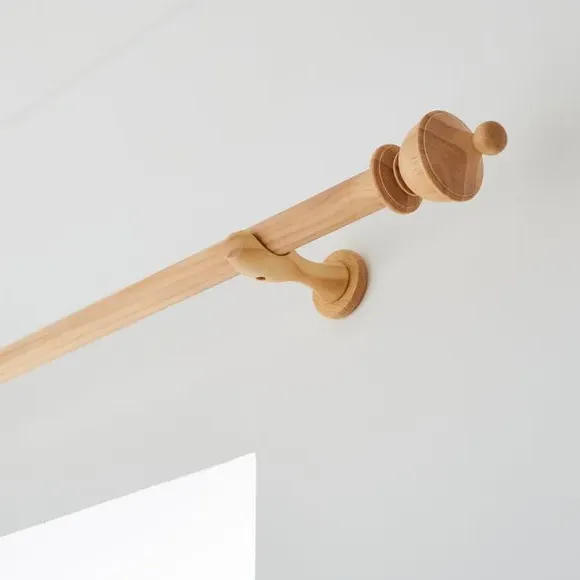 Urn Curtain Pole with Finial - Oak, Wood