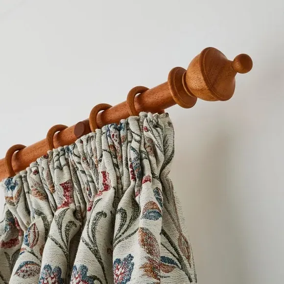 Urn Curtain Pole with Finial - Walnut, Wood