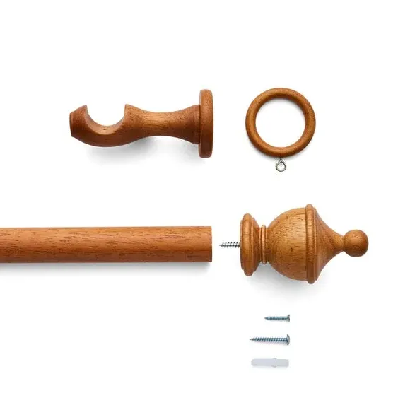 Urn Curtain Pole with Finial - Walnut, Wood