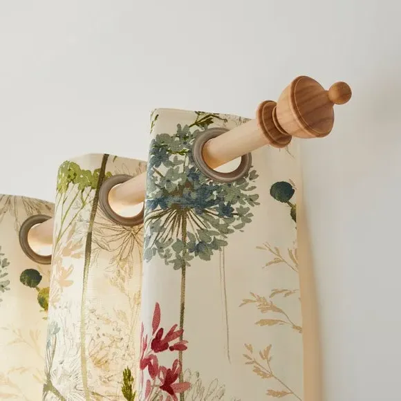 Urn Curtain Pole with Finial - Whitewash, Wood
