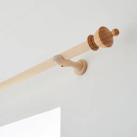 Urn Curtain Pole with Finial - Whitewash, Wood