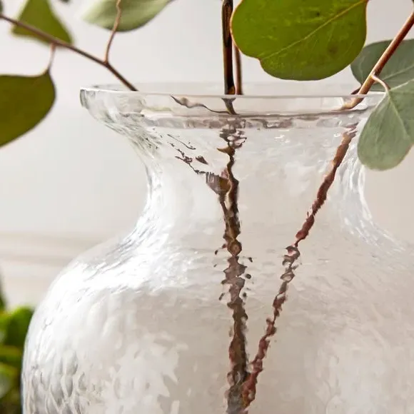 Urn Glass Vase with Bubble Design - Clear