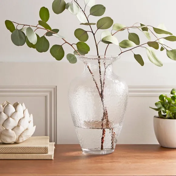 Urn Glass Vase with Bubble Design - Clear image