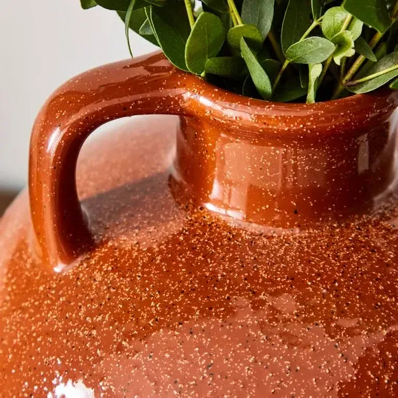 Urn Vase with Textured Finish - Terracotta, Ceramic