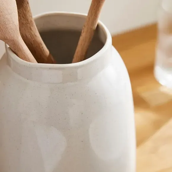 Utensil Pot with Organic Edges - White, Stoneware