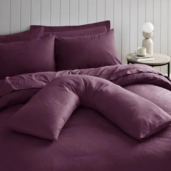 V-Shape Pillowcase - Aubergine, Brushed Cotton