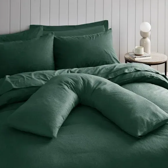 V-Shape Pillowcase - Emerald, Brushed Cotton