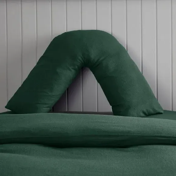 V-Shape Pillowcase - Emerald, Brushed Cotton