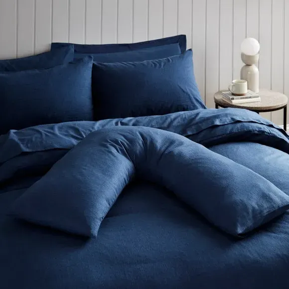 V-Shape Pillowcase - Navy, Brushed Cotton