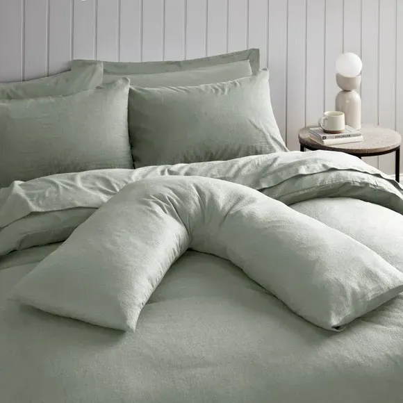 V-Shape Pillowcase - Sage, Brushed Cotton