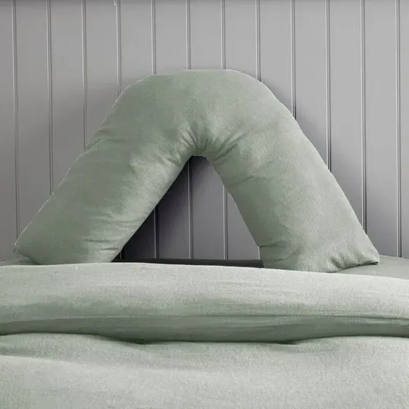 V-Shape Pillowcase - Sage, Brushed Cotton