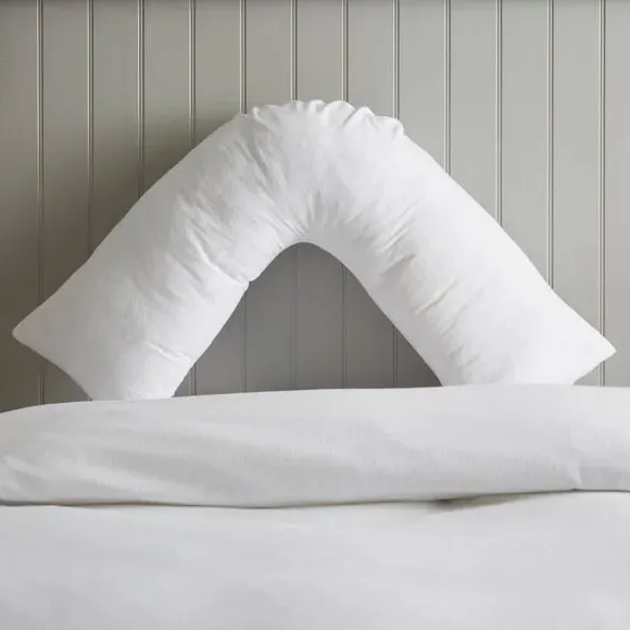 V-Shape Pillowcase - White, Brushed Cotton