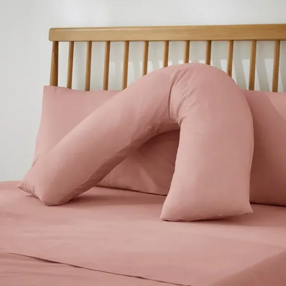 V-Shaped Pillowcase - Dusty Pink, Cotton