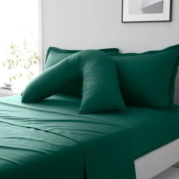 V-Shaped Pillowcase - Emerald, Cotton
