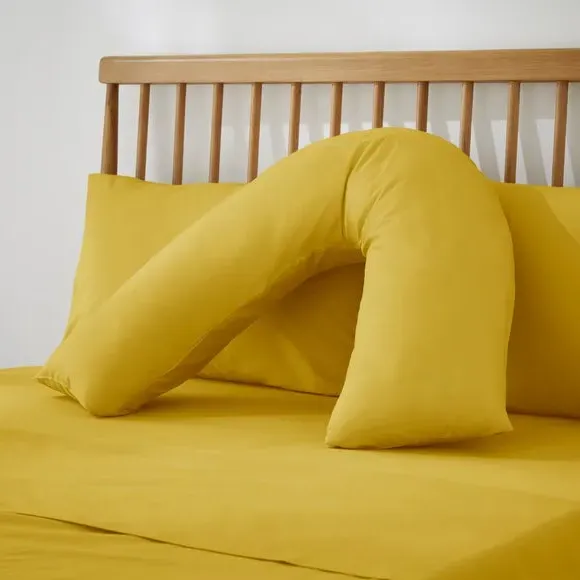 V-Shaped Pillowcase - Yellow-Ochre, Cotton