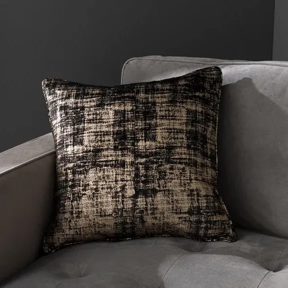 Velour Cushion with Metallic Print - Black image