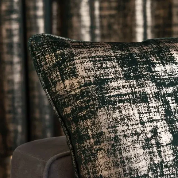 Velour Cushion with Metallic Print - Emerald