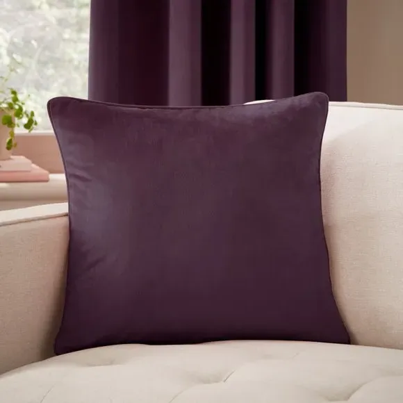 Velour Cushion with Zip - Aubergine, Recycled Fabric image
