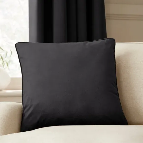 Velour Cushion with Zip - Black, Recycled Fabric