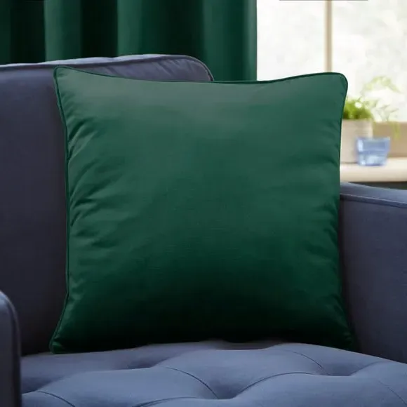 Velour Cushion with Zip - Bottle Green, Recycled Fabric