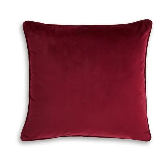 Velour Cushion with Zip - Cranberry, Recycled Fabric