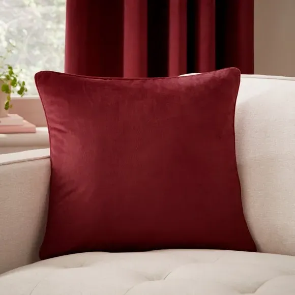 Velour Cushion with Zip - Cranberry, Recycled Fabric