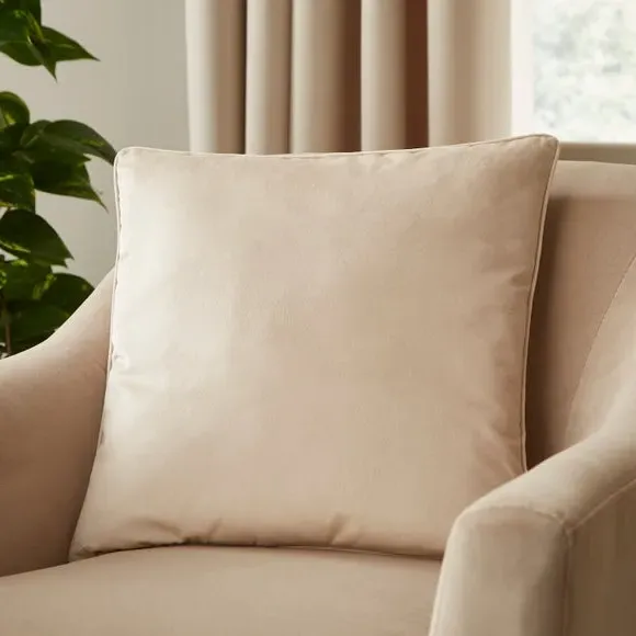 Velour Cushion with Zip - Natural, Recycled Fabric