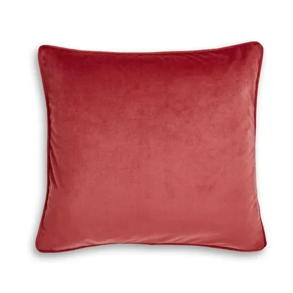 Velour Cushion with Zip - Warm Coral, Recycled Fabric