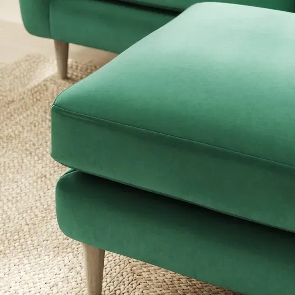 Velvet Footstool with Foam Seat - Bottle Green