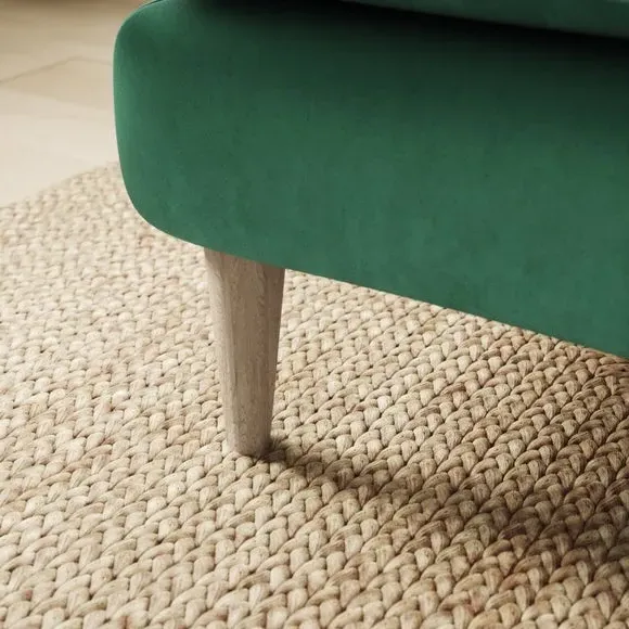 Velvet Footstool with Foam Seat - Bottle Green