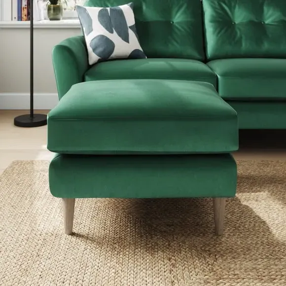Velvet Footstool with Foam Seat - Bottle Green