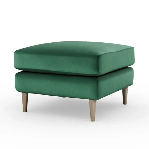Velvet Footstool with Foam Seat - Bottle Green