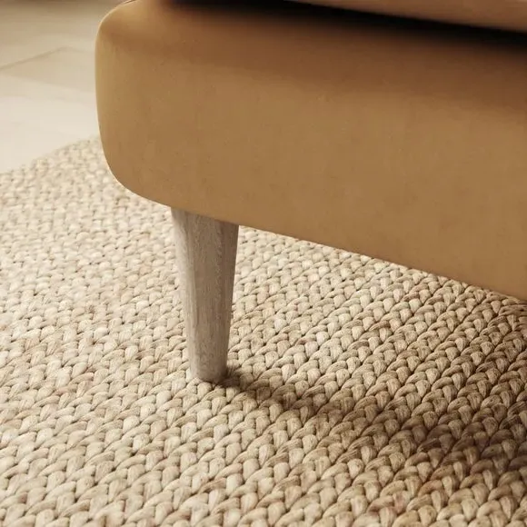 Velvet Footstool with Foam Seat - Caramel
