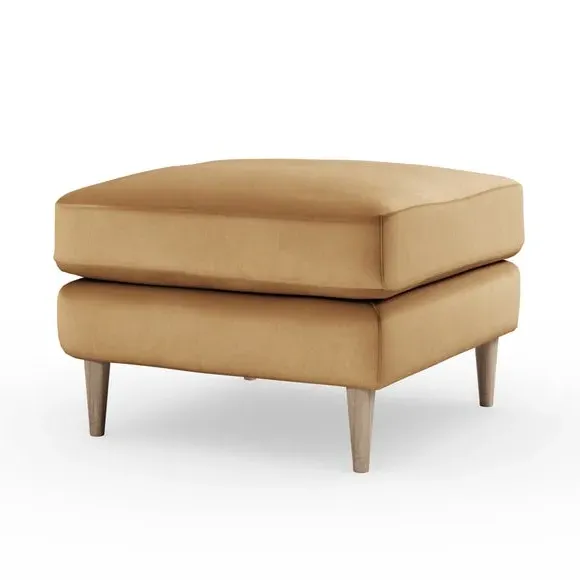 Velvet Footstool with Foam Seat - Caramel