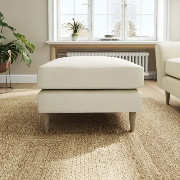 Velvet Footstool with Foam Seat - Champagne
