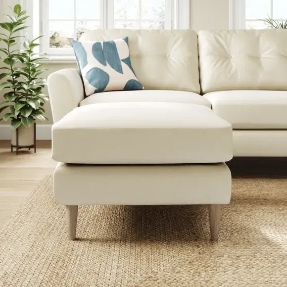 Velvet Footstool with Foam Seat - Champagne
