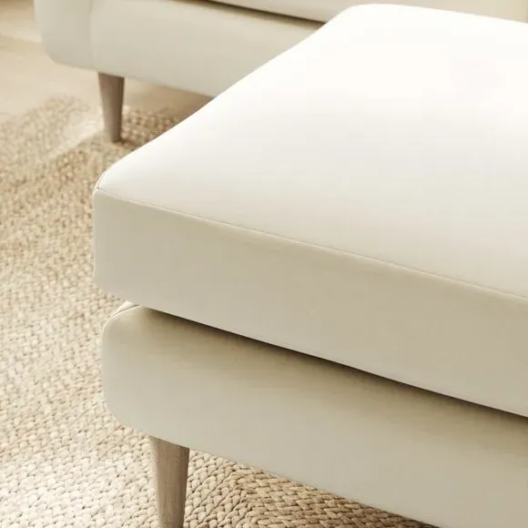 Velvet Footstool with Foam Seat - Champagne