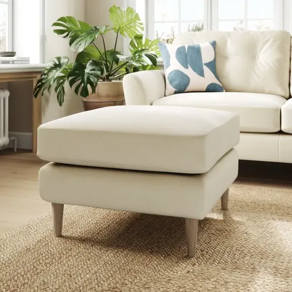 Velvet Footstool with Foam Seat - Champagne