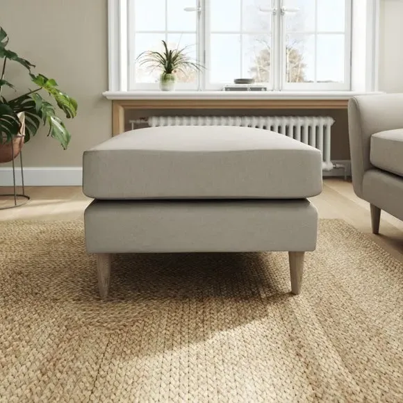 Velvet Footstool with Foam Seat - Grey