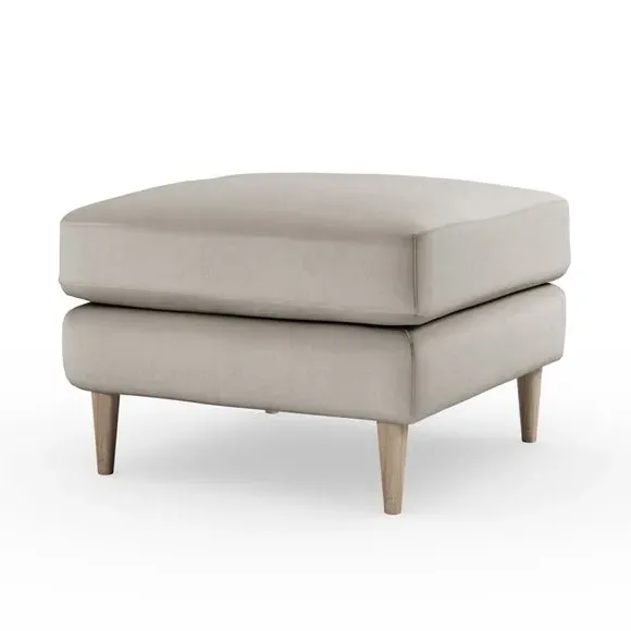Velvet Footstool with Foam Seat - Grey