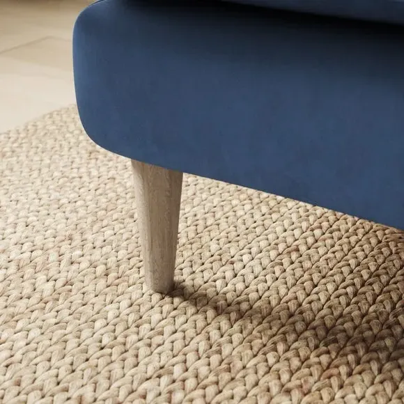 Velvet Footstool with Foam Seat - Navy