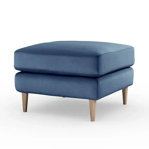 Velvet Footstool with Foam Seat - Navy