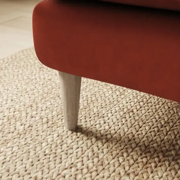 Velvet Footstool with Foam Seat - Orange Umber