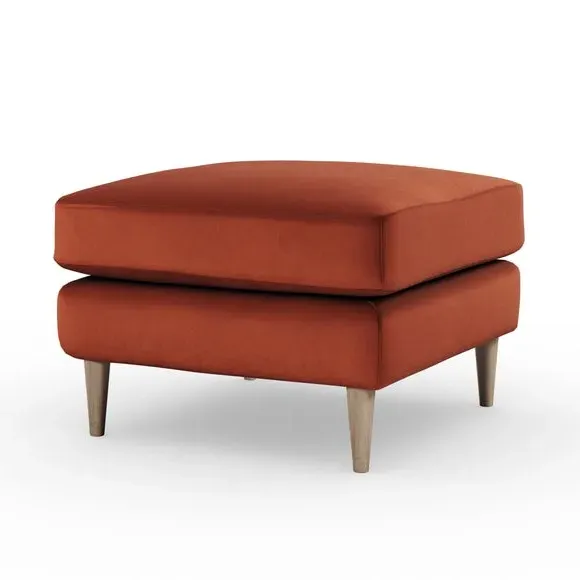 Velvet Footstool with Foam Seat - Orange Umber
