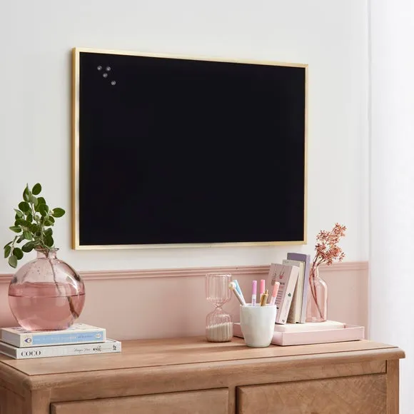 Velvet Pin Board with Gold Frame - Navy