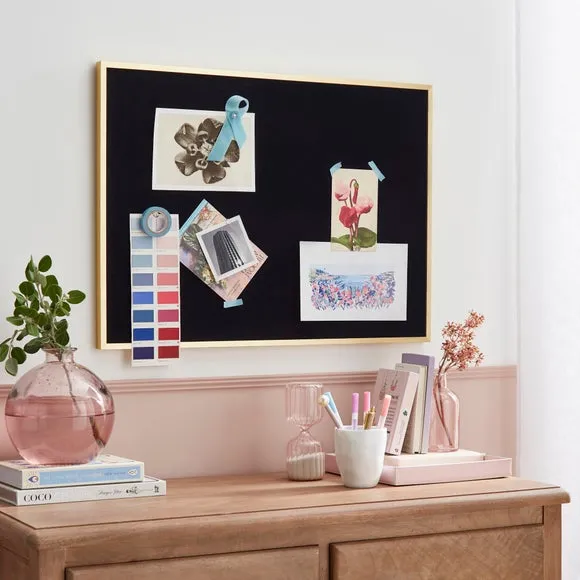 Velvet Pin Board with Gold Frame - Navy