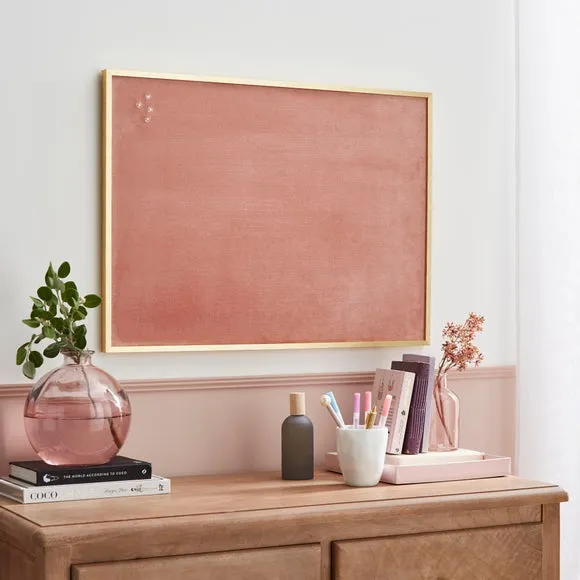 Velvet Pin Board with Gold Frame - Rose