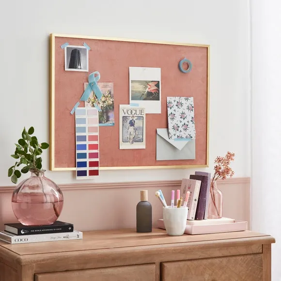 Velvet Pin Board with Gold Frame - Rose