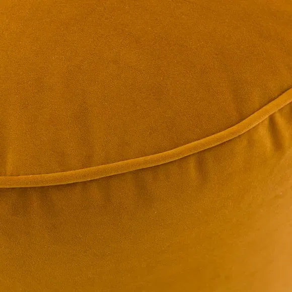 Velvet Pouffe with Piped Edges - Amber Gold, Velvet