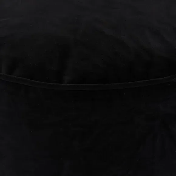 Velvet Pouffe with Piped Edges - Black, Velvet